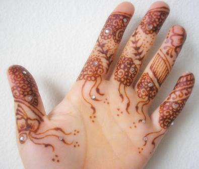 Hånd Mehndi Design med Rhinestone