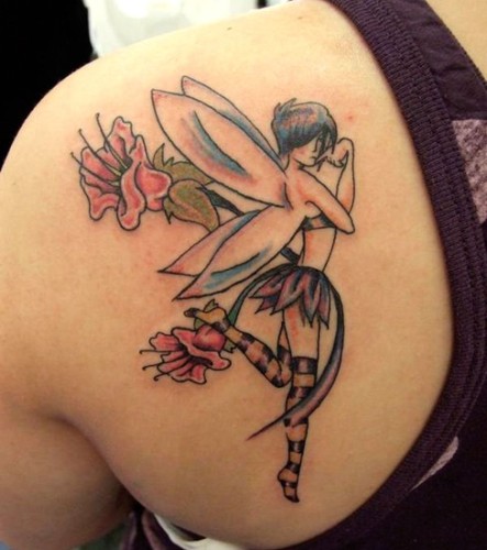 Fun Angel Tattoo Design lányoknak