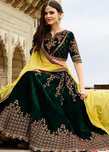 Grøn Lehenga