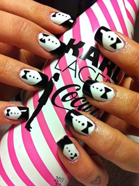 Black Bow og On White Gelish Nail Art