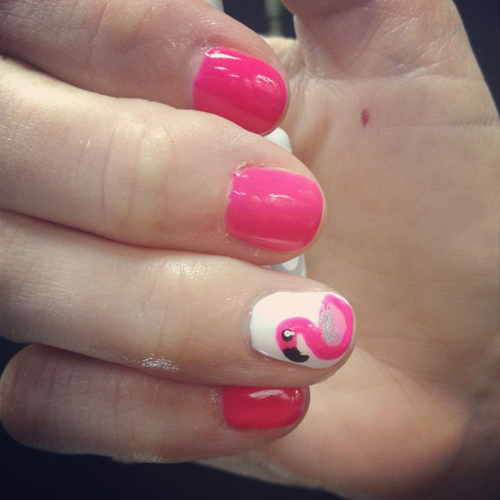Flamingo Gelish Nail Art Design