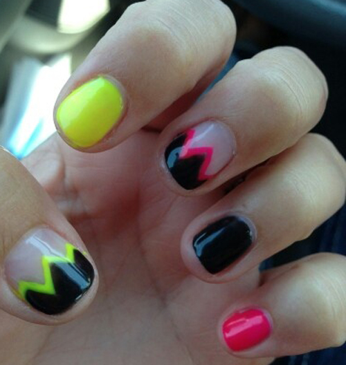 Fluorescerende Gelish Nail Art Design