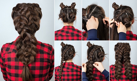 48. Crisscross Volume Braid til langt hår