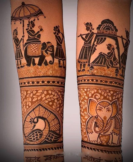Elephant And Palanquin Dulhan Mehndi Design
