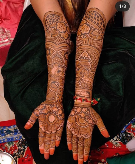 Indviklede brude Mehndi -designs til fuld hånd