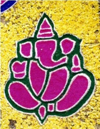 Ganesh Rangoli Design virágokkal