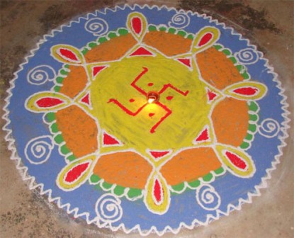 Sød Rangoli med lyse farver