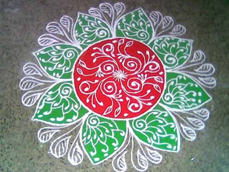 Egyszerű Rangoli Design színekkel