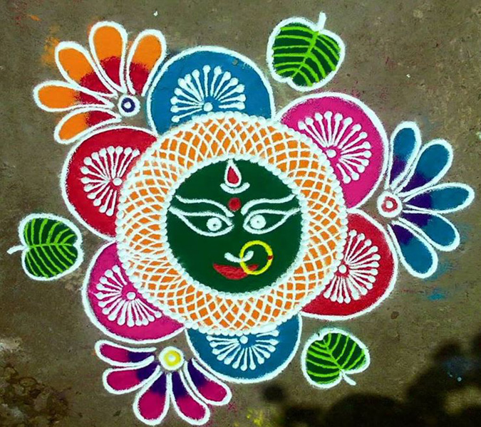 Enkelt Devi Rangoli -design til begyndere