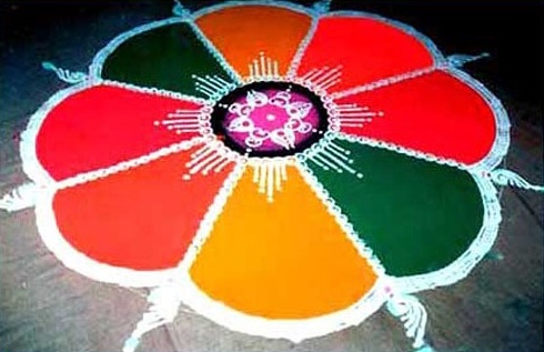 Rangoli minták különböző árnyalatokkal