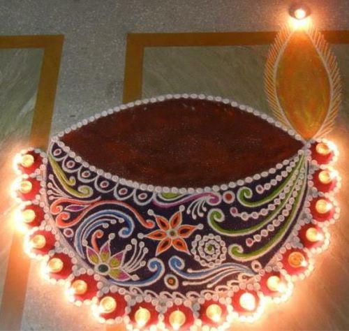 Enkle Diya Rangoli -mønstre