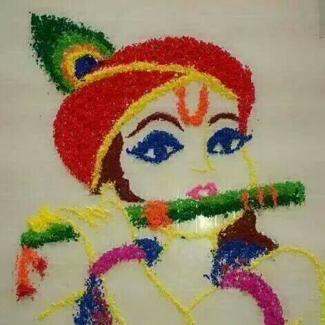 Krishna Hagyományos Rangoli Art