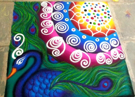 Rangoli designs med sandart