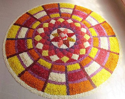 Rangoli színes rizzsel