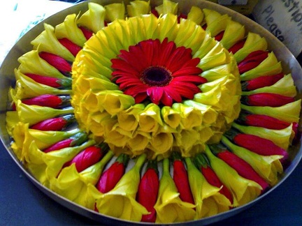 Rangoli med flydende blomster