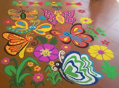 Gyönyörű pillangó Rangoli Design