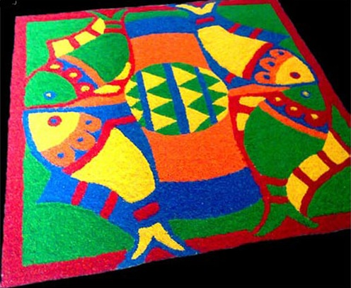 Fiskemønster Rangoli Design