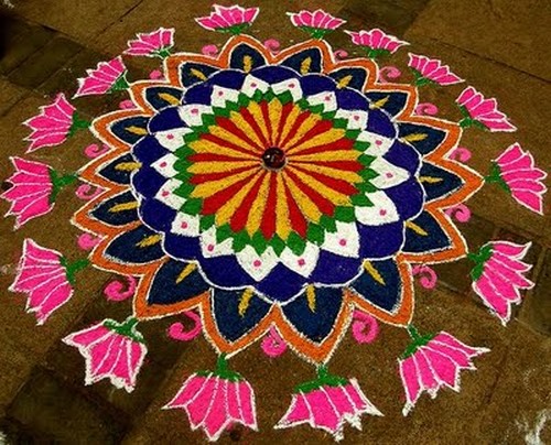 Lotus Rangoli Designs for Pooja