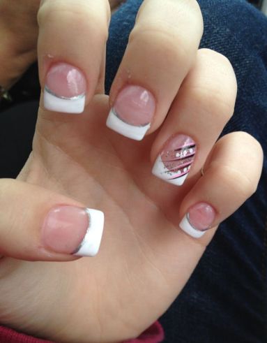 Fransk Tip Akryl Nail Art Design