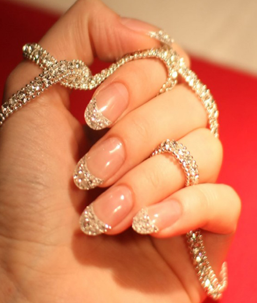 Sølv Glitter Nail Art Design