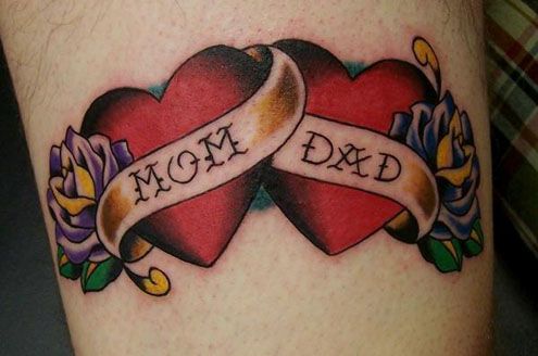 Trendy mor og far tatoveringsdesign