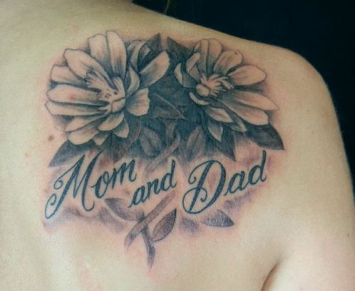 Virágos dekoratív anya és apa tetoválás tervezés