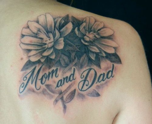 Floral dekorativ mor og far tatoveringsdesign