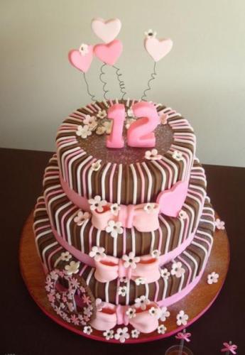 Pink Heart Bday Cake Design