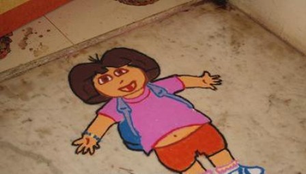 Dora The Explorer Rangoli Design