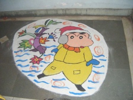 Shin Chan tegneserie Rangoli designs