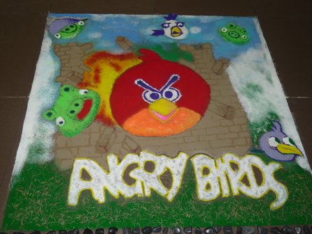 Egyszerű rajzfilm Angry Birds Rangolis