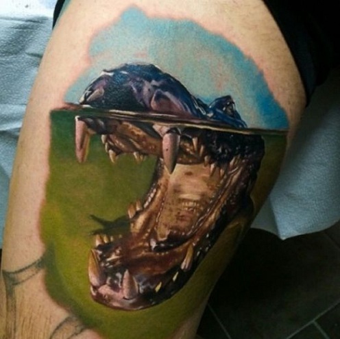 Livlig Alligator Tattoo Design