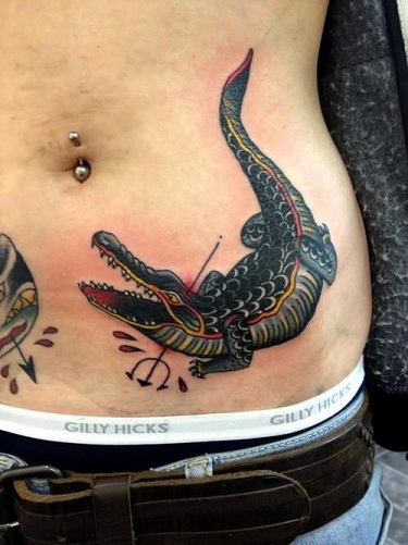 Traditionel Alligator Tattoo Design