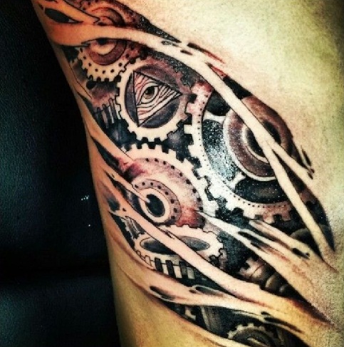 Fantastisk biomekanisk tatoveringsdesign