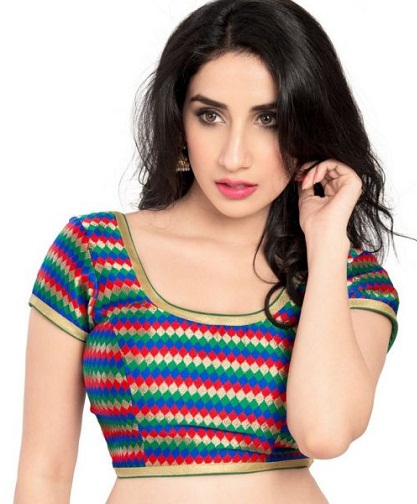 Flerfarvet bluse