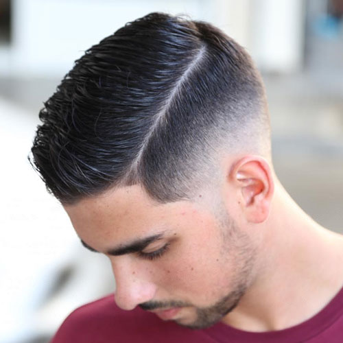 Slicked Hard Side Part med High Fade