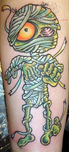 Zöld tinta múmia tetoválás tervezés