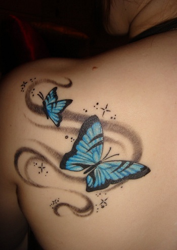 Mønster Butterfly Blue Tattoo