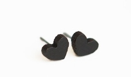 Black Studs Heart Earring