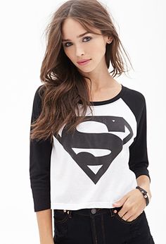 Superman Symbol trykt baseball T-shirt