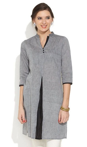 Poly Cotton light Grey Shade Ladies Kurti
