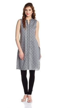 Kvinders straight cut grå bomuld Kurta