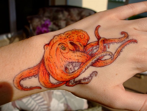 Polip narancssárga tetoválás tervezés