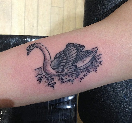 Dot Work Swan Tattoo Design