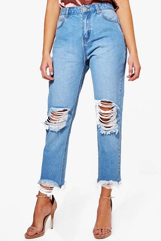 Distressed High Rise Jeans