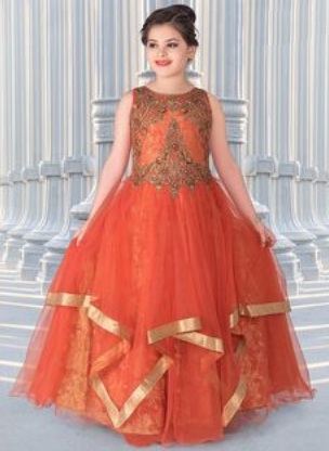 Kid's Asymmetrical Party Wear Frock