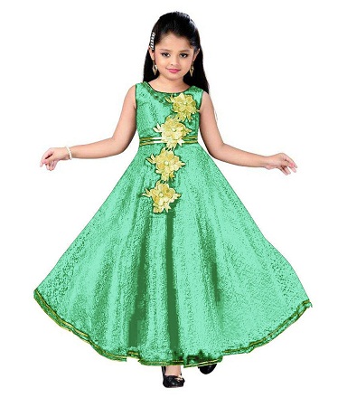 Grøn Long Designer Party Wear Frock