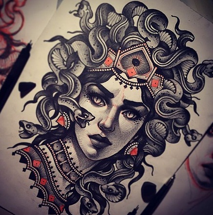 Traditionelt billede af Medusa