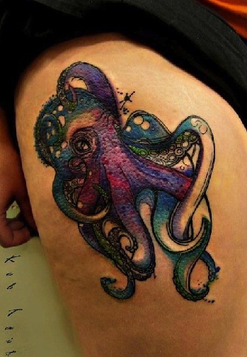 Vandfarve Octopus Tattoo Design