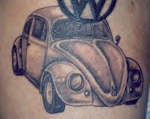 Cute Beetle Car Tattoo Design